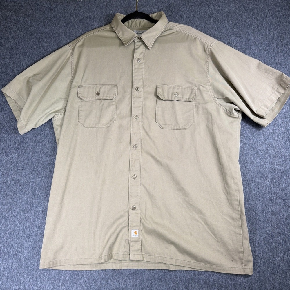 Carhartt Work Shirt Men's Size 2XL Rugged Flex Rigby Short Sleeve Twill S223 KHI
